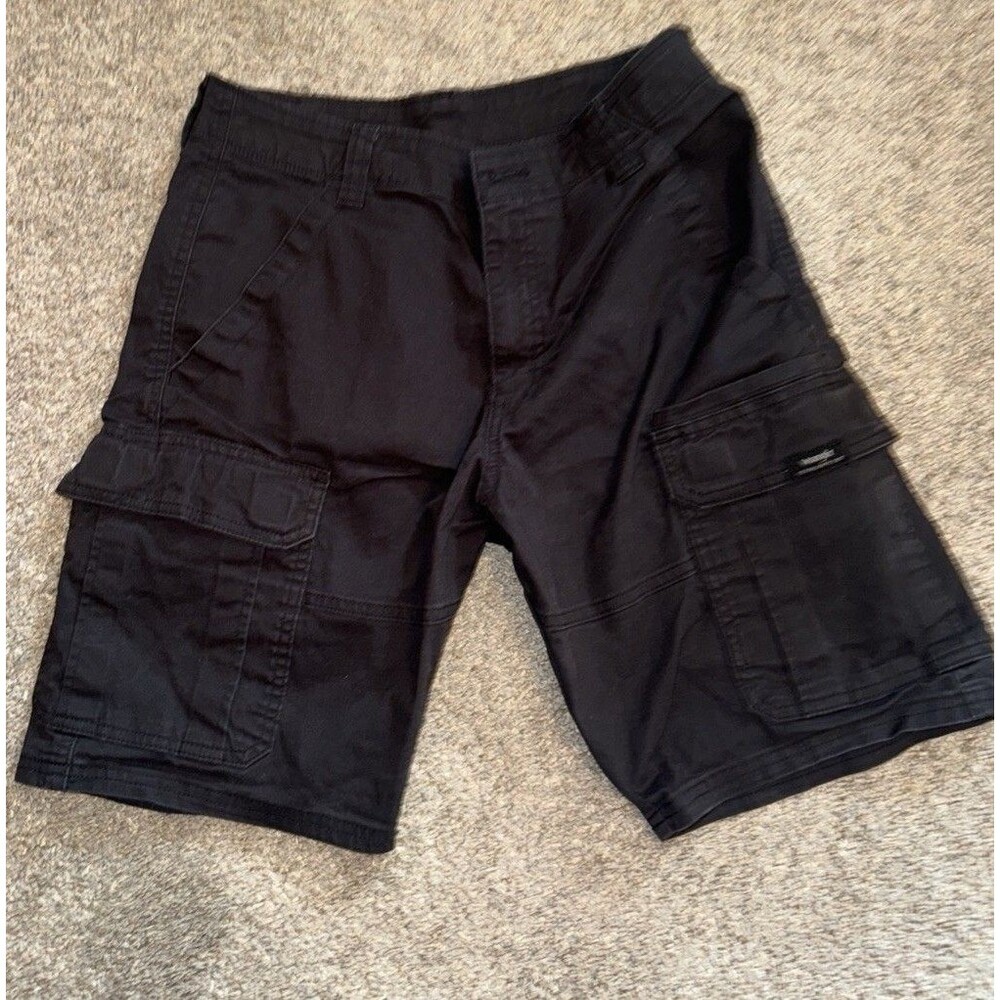 Skater Y2K Cargo Shorts Mens 30” Black Grunge Pockets Comfort Flex Wrangler 9”